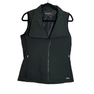Kerrits Quilted Zip Up‎ Gilet Vest Size M Black Equestrian Riding Shawl Neck